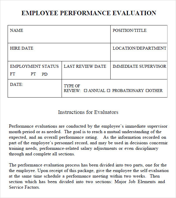 performance evaluation format