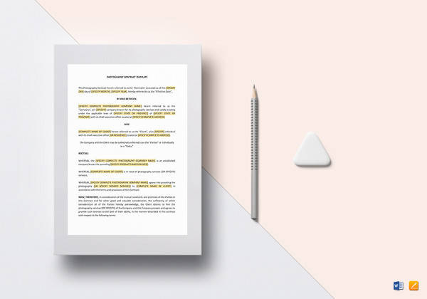 photography contract template in google docs