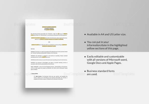 plumbing contract template