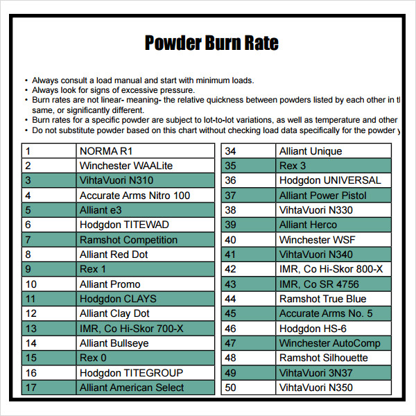 powder burn rate pdf