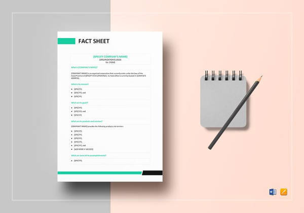 printable business fact sheet template