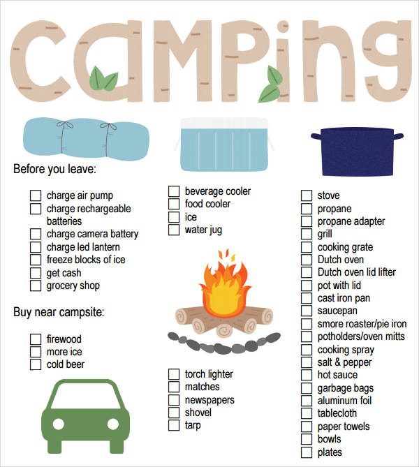 camping checklist for families