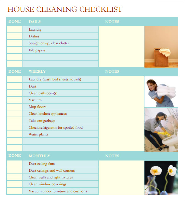 house cleaning list