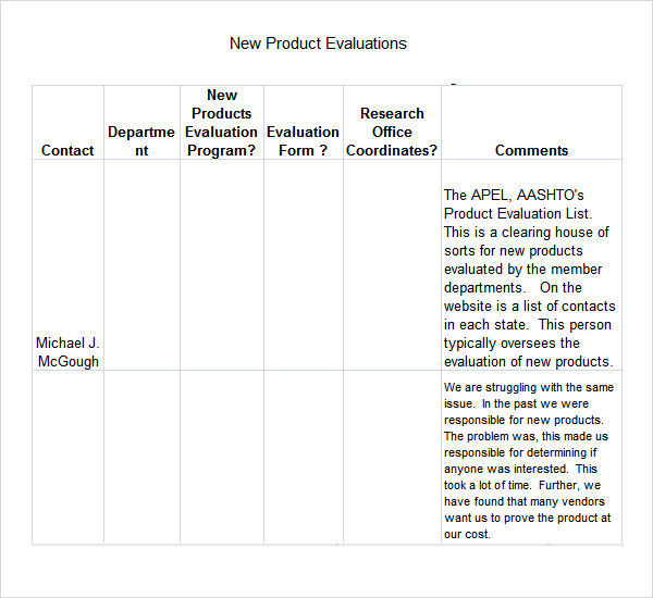 FREE 6+ Sample Product Evaluation Templates in PDF MS Word Excel