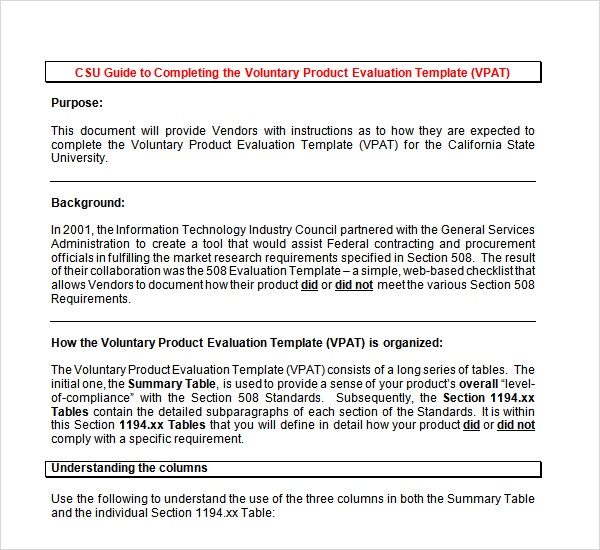 FREE 6 Sample Product Evaluation Templates In PDF MS Word Excel