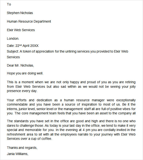 you thank letter retirement upon Sample Download Sample  Retirement Letters  Useful 17 to