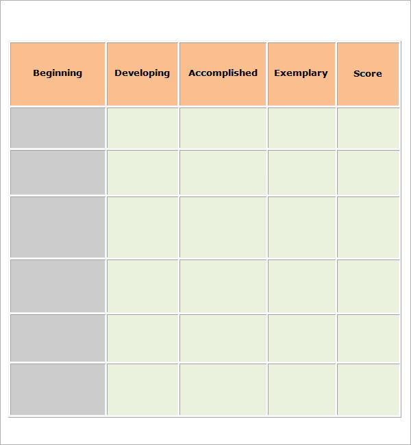 Rubric Template - 6 Free PDF , DOC Download | Sample Templates