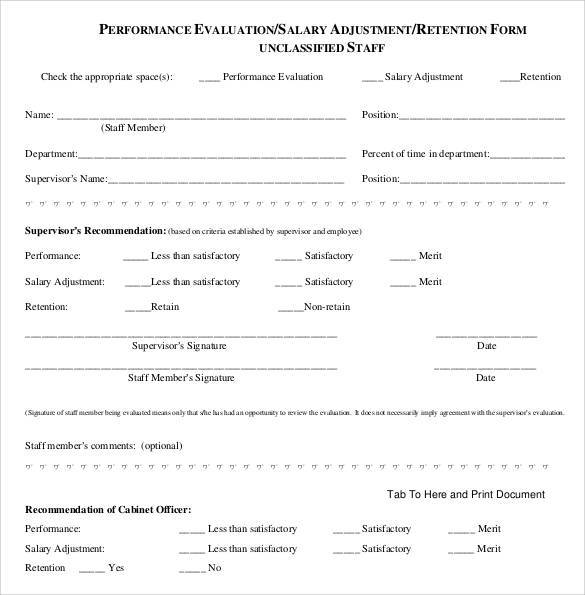 41  Sample Employee Evaluation Forms to Download Sample Templates