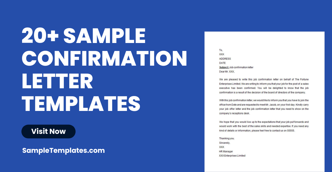 sample confirmation letter templates
