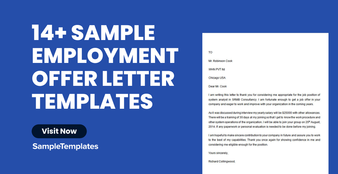 sample employment offer letter templates
