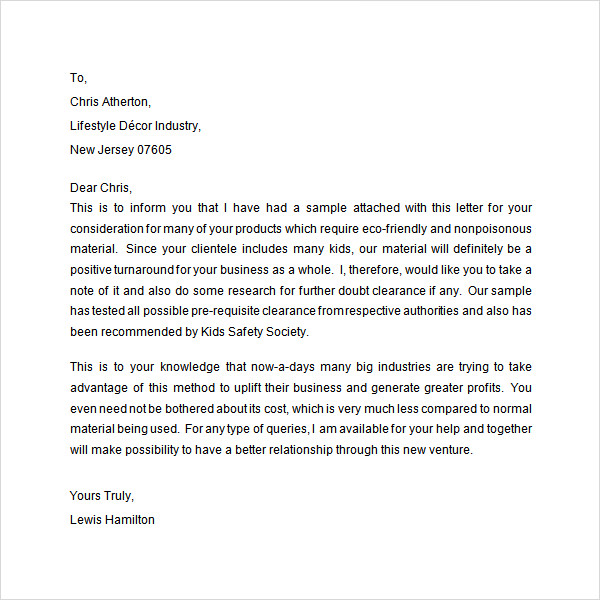 Sample introduction letter for job application