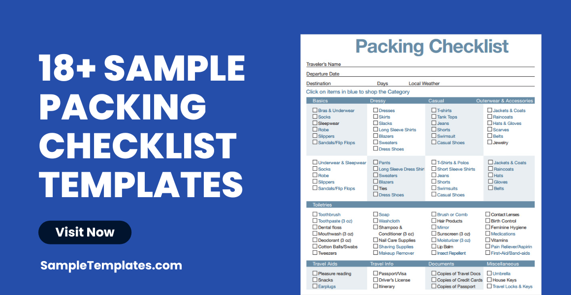 sample packing checklist template