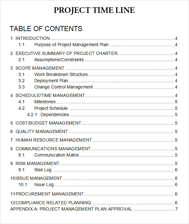 sample word project timeline template1