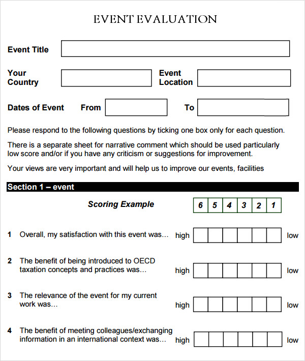 sample event evaluation form