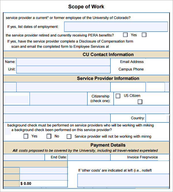 FREE 40 Sample Scope Of Work Templates In PDF MS Word Excel