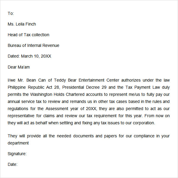 service tax authorization letter