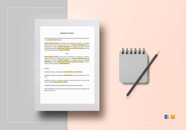simple performance contract template