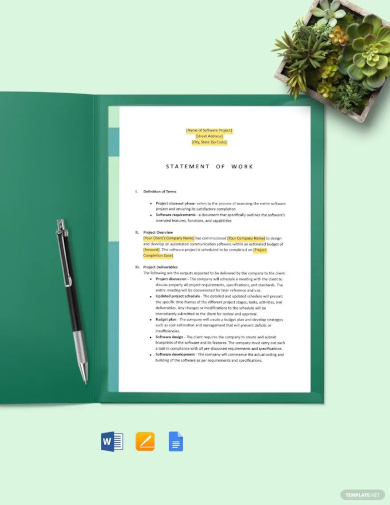 software scope of work format template