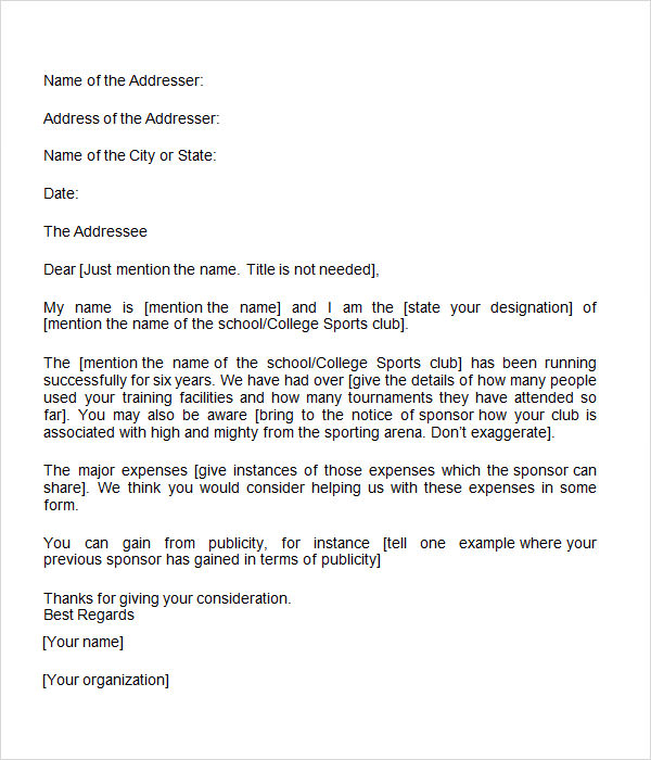 sponsorship letter template