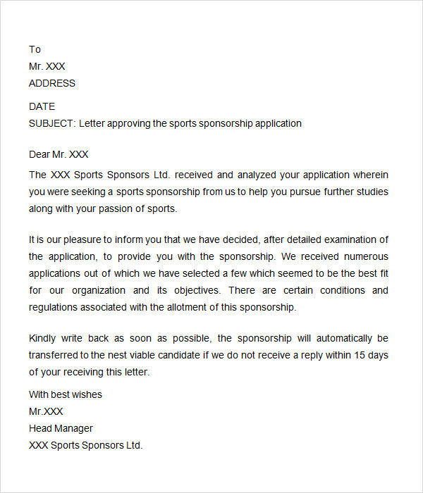 FREE 32+ Sponsorship Letter Templates in Word, PDF