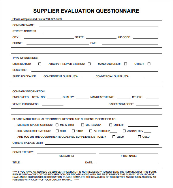 FREE 7  Sample Supplier Evaluations in PDF MS Word