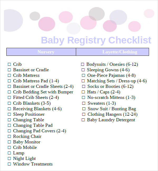 target baby shower list