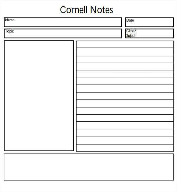 FREE 13+ Sample Editable Cornell Note Templates in PDF MS Word
