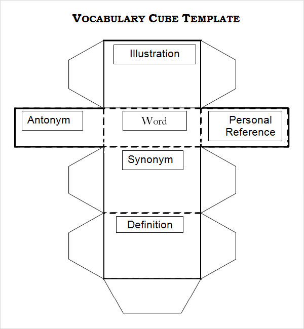 vocabulary cube template in word