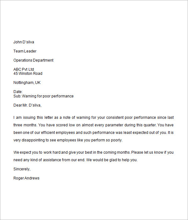 warning-letter-to-employee-for-poor-performance-pdf-infoupdate