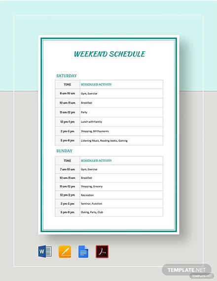 weekend schedule template