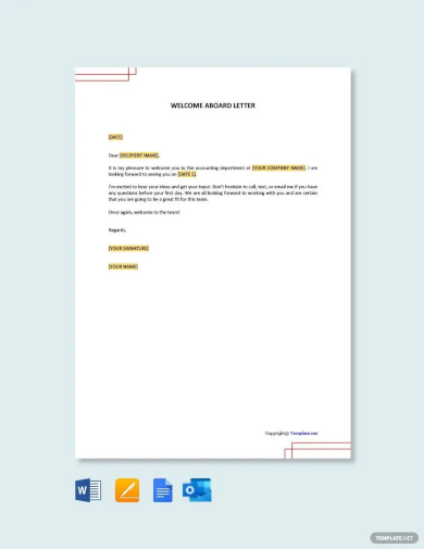 welcome aboard letter template
