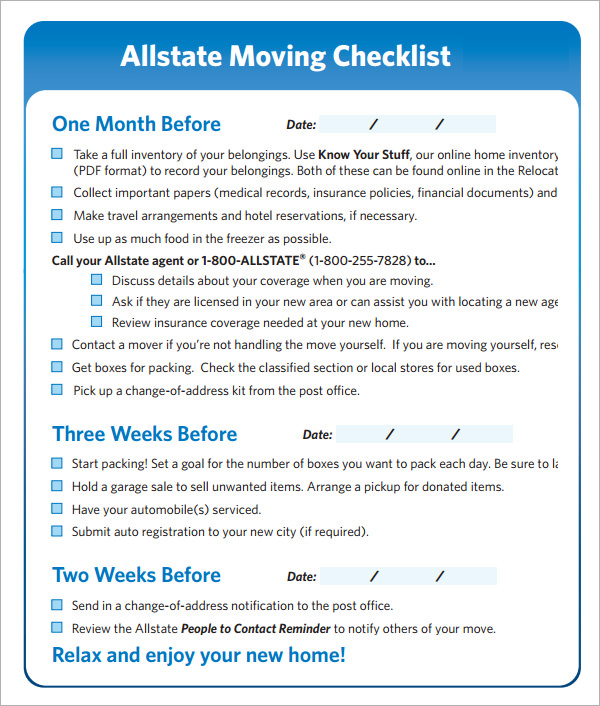 moving in checklist