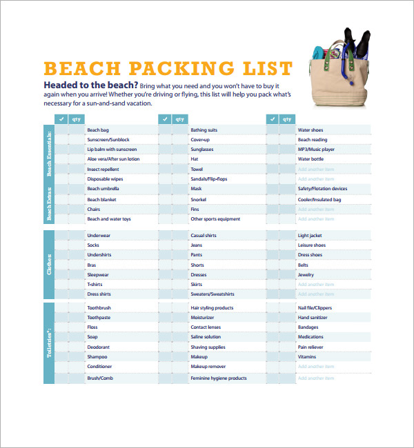 free 10 vacation checklist samples in pdf google docs ms word pages