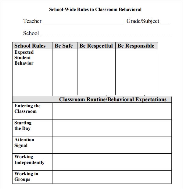behavior packets for students