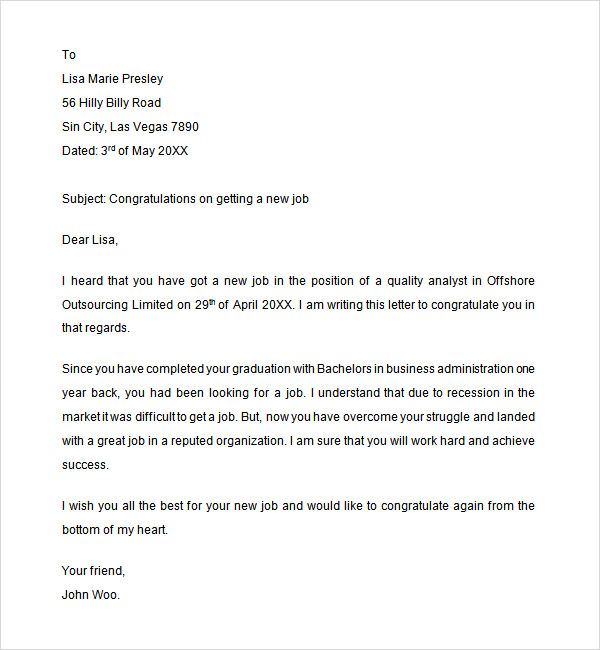 Sample Congratulation Letter - 10+ Free Documents Download in Word ...