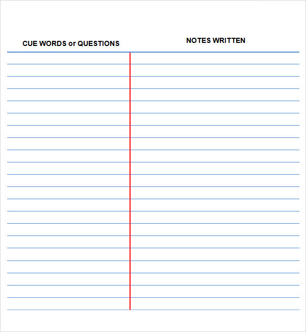 cornell notes template doc