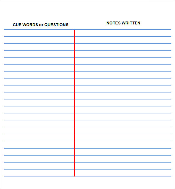 Microsoft Word Note Taking Template