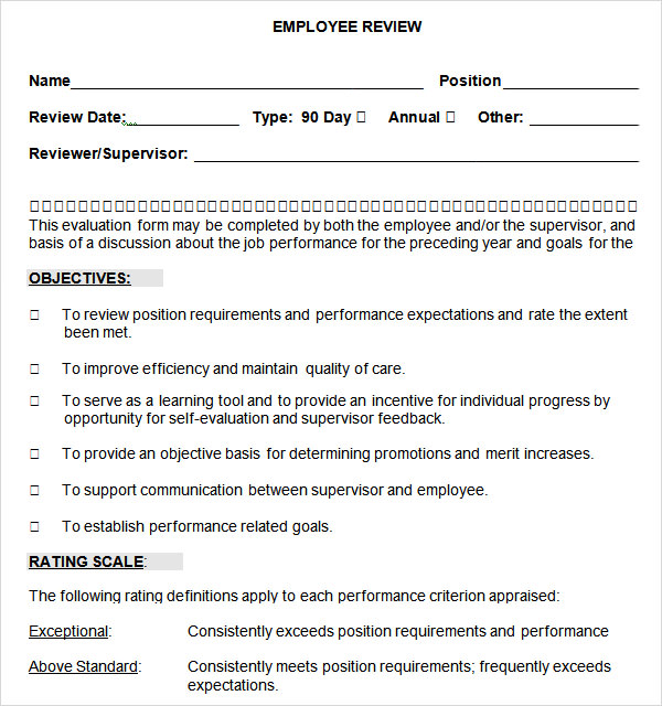 FREE 7  Employee Review Templates in PDF MS Word Pages