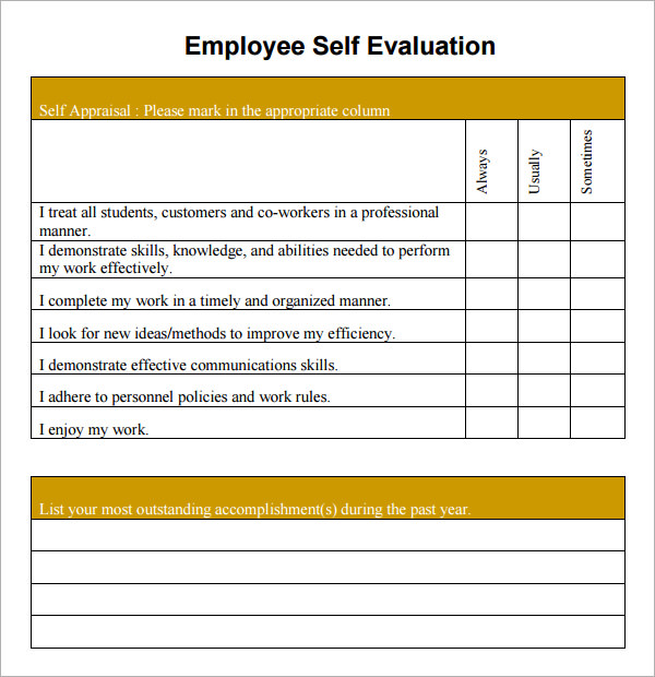 employee self evaluation goals