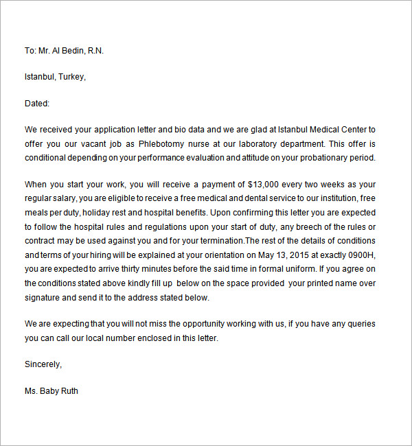 6 Sample Employment Offer Letters to Download | Sample Templates