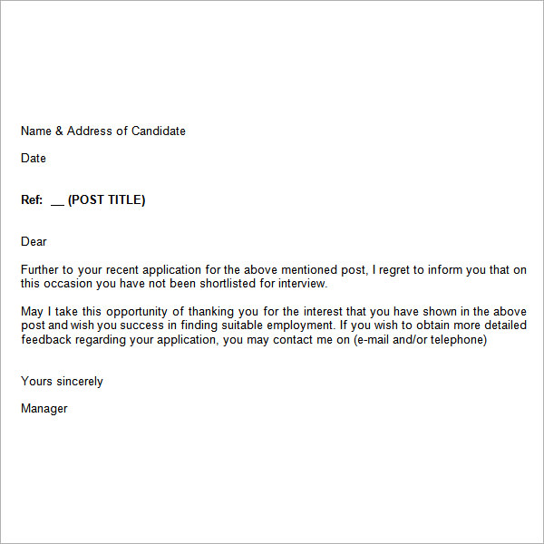 ... - Doc Job Application Rejection Letter Doc Oregon Job Offer Letter