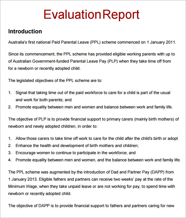 evaluation report pdf