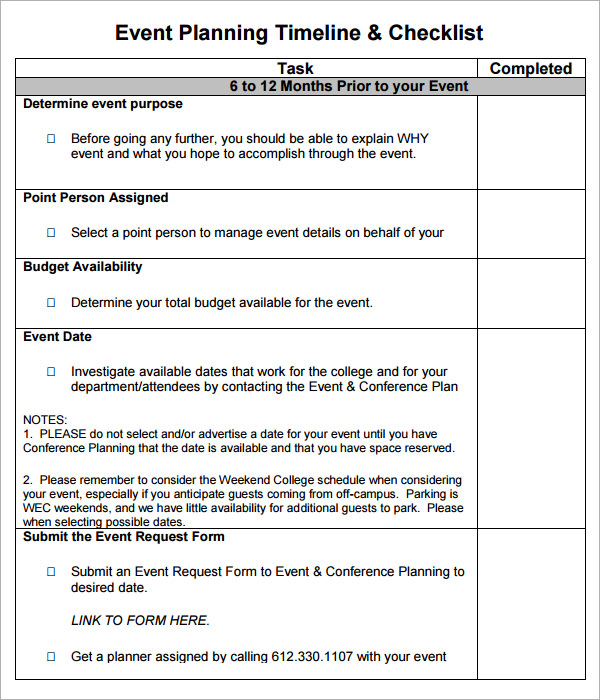 11+ Sample Event Planning Checklists – PDF, Word | Sample Templates