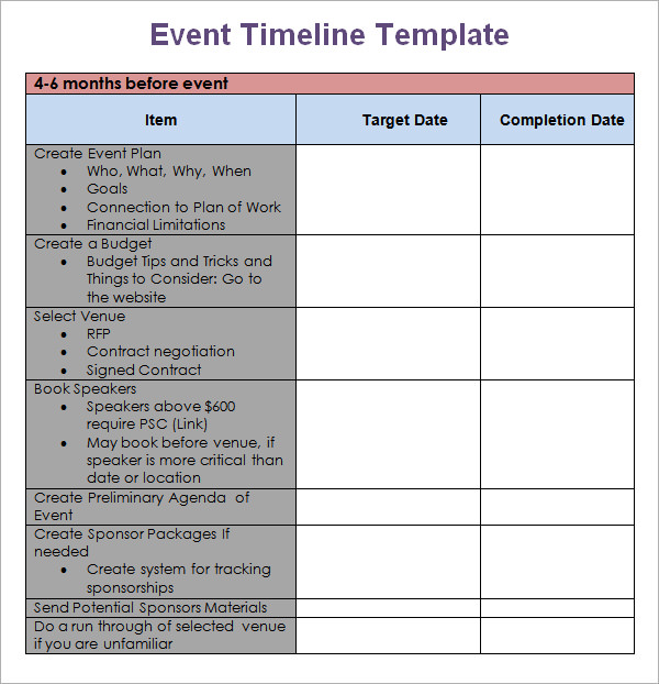 event sponsorship contoh Download Free 10  for Event Timeline Sample  Templates