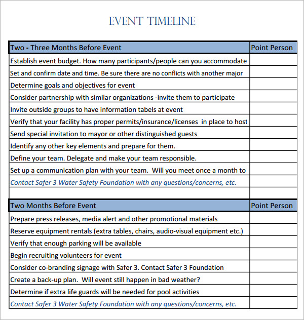 event timeline template pdf