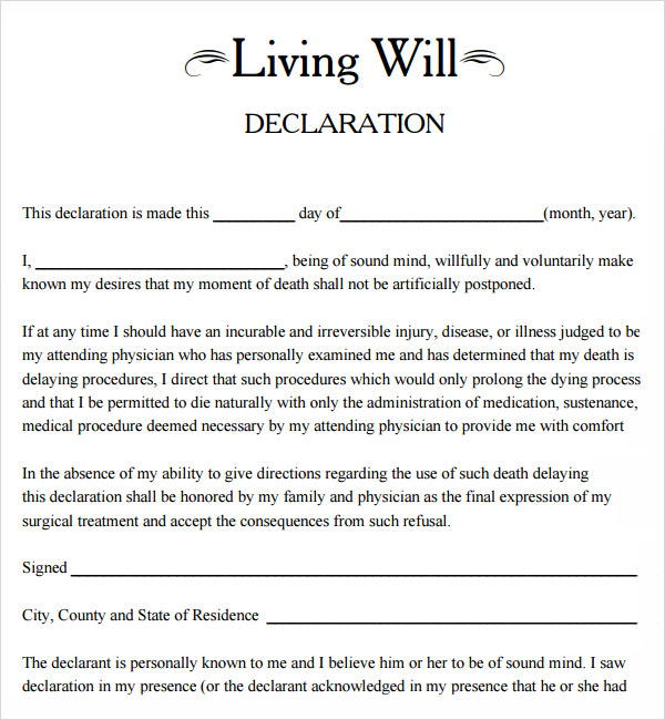 FREE 8 Sample Living Wills In PDF   Living Will Forms Free 