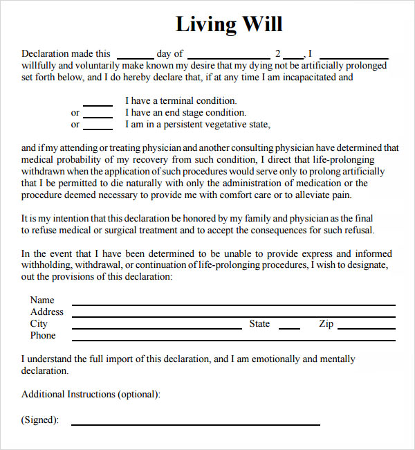 living will template pdf