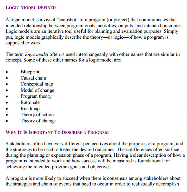 logic model format