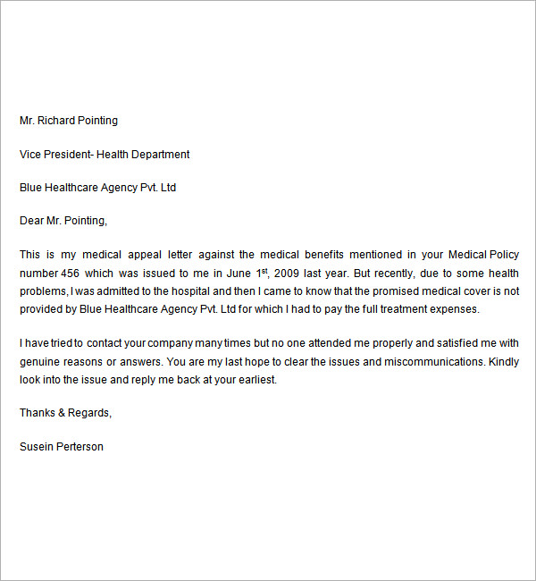 Appeal Letter Sample Housing Medical Appeal Letter