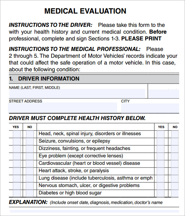 FREE 5+ Sample Medical Evaluation Templates in PDF